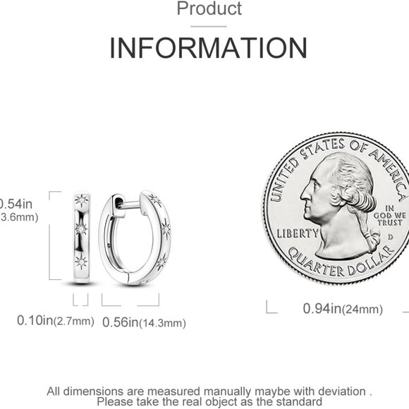 Earrings for Women 925 Sterling Silver Heart Hoops Small Colorful Rainbow Hoop E - Picture 3 of 5